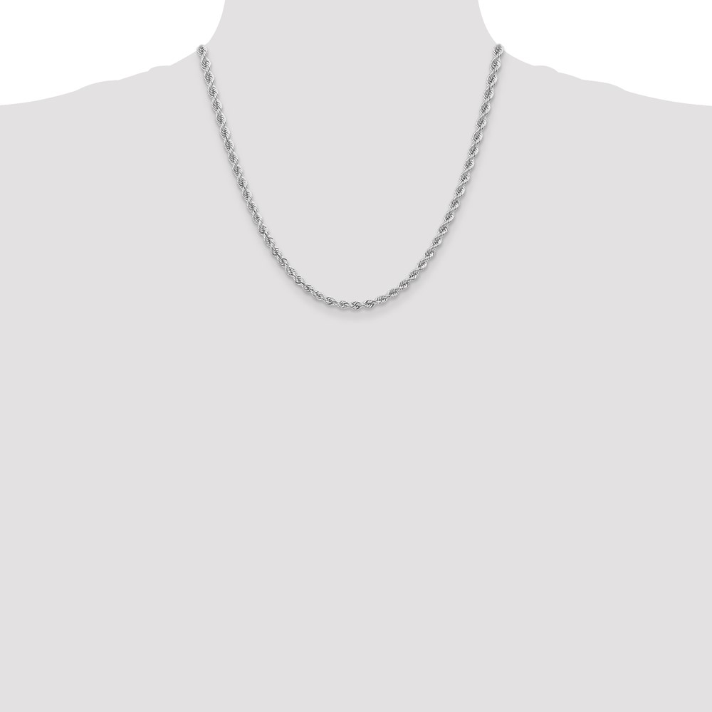 14K White Gold 20 inch 4mm Regular Rope with Lobster Clasp Chain (W030S-20)