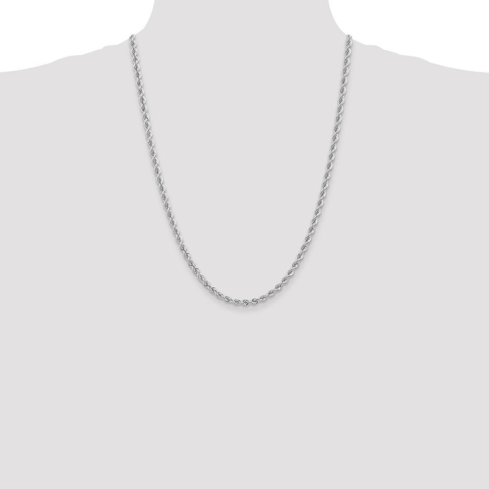14K White Gold 24 inch 4mm Regular Rope with Lobster Clasp Chain (W030S-24)