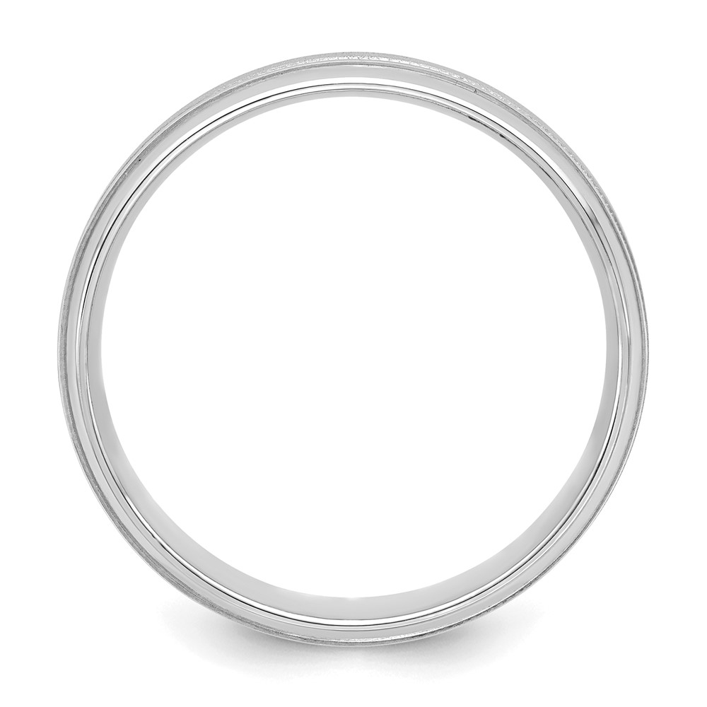 14k White Gold 6mm Heavyweight Comfort Fit Brushed Satin/Polished Milgrain Grooved Edge Wedding Band Size 12 (WB101H-12)
