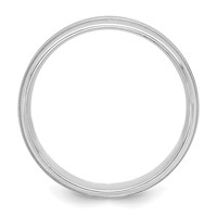 14K White Gold 6mm Lightweight Comfort Fit Brushed Satin Polished Milgrain Grooved Edge Wedding Band view 2