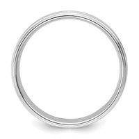 14K White Gold 6mm Lightweight Comfort Fit Brushed Satin Polished Milgrain Grooved Edge Wedding Band view 2