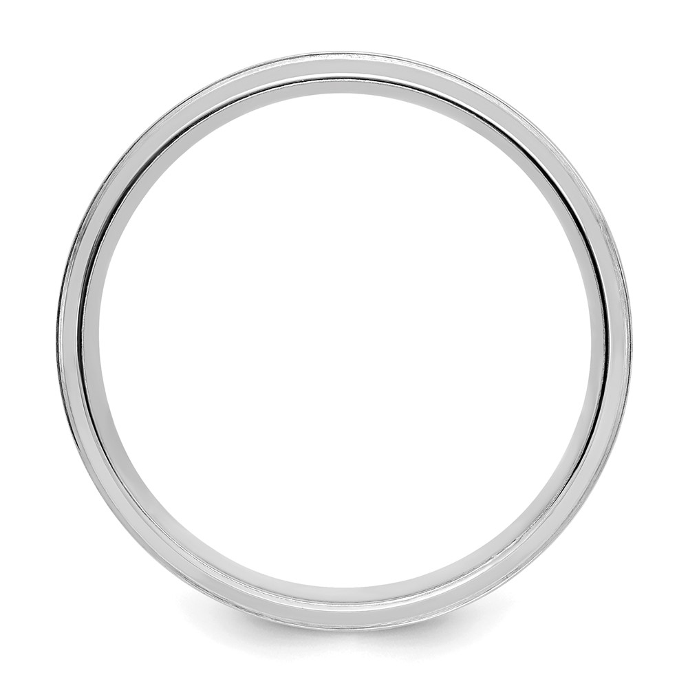 14k White Gold 6mm Standard Weight Comfort Fit Brushed Satin/Polished Line Edge Wedding Band Size 7.5 (WB103S-7.5)