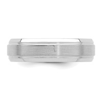 14K White Gold 6mm Lightweight Comfort Fit Brushed Satin Polished Line Edge Wedding Band view 4