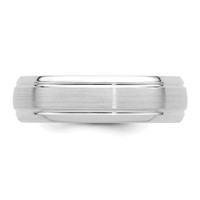 14K White Gold 6mm Heavyweight Comfort Fit Brushed Satin Line Edge Wedding Band view 4