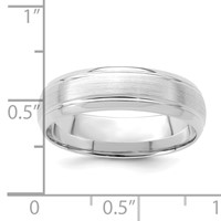 14K White Gold 6mm Heavyweight Comfort Fit Brushed Satin Line Edge Wedding Band view 3