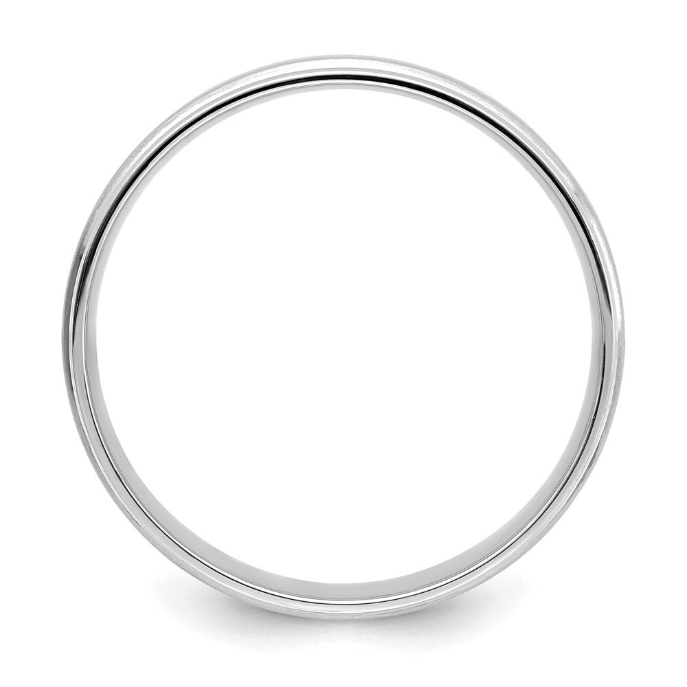14k White Gold 6mm Standard Weight Comfort Fit Brushed Satin/Polished Grooved Edge Wedding Band Size 12 (WB109S-12)