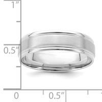 14K White Gold 6mm Lightweight Comfort Fit Brushed Satin Polished Grooved Edge Wedding Band view 3