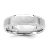 14K White Gold 6mm Standard Weight Comfort Fit Brushed Satin Band with Polished Beveled Edge Wedding view 1