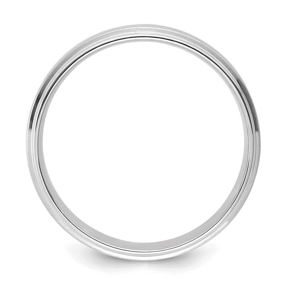 14k White Gold 6mm Standard Weight Comfort Fit Brushed Satin/Polished Stepped Edge Wedding Band Size 10 (WB112S-10)