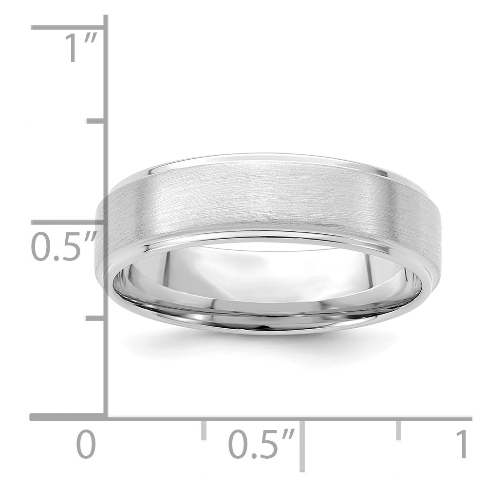 14k White Gold 6mm Standard Weight Comfort Fit Brushed Satin/Polished Stepped Edge Wedding Band Size 10 (WB112S-10)