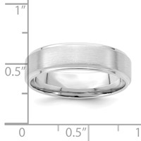 14K White Gold 6mm Lightweight Comfort Fit Brushed Satin Polished Stepped Edge Wedding Band view 3