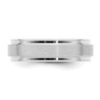 14K White Gold 6mm Standard Weight Comfort Fit Brushed Satin Fancy Wedding Band view 4