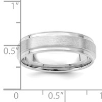 14K White Gold 6mm Standard Weight Comfort Fit Brushed Satin Fancy Wedding Band view 3