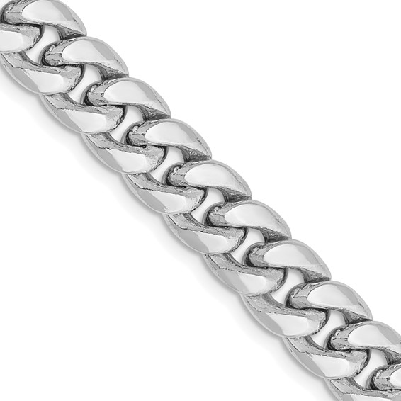 14k White Gold 6.75mm Semi-Solid Miami Cuban Chain
