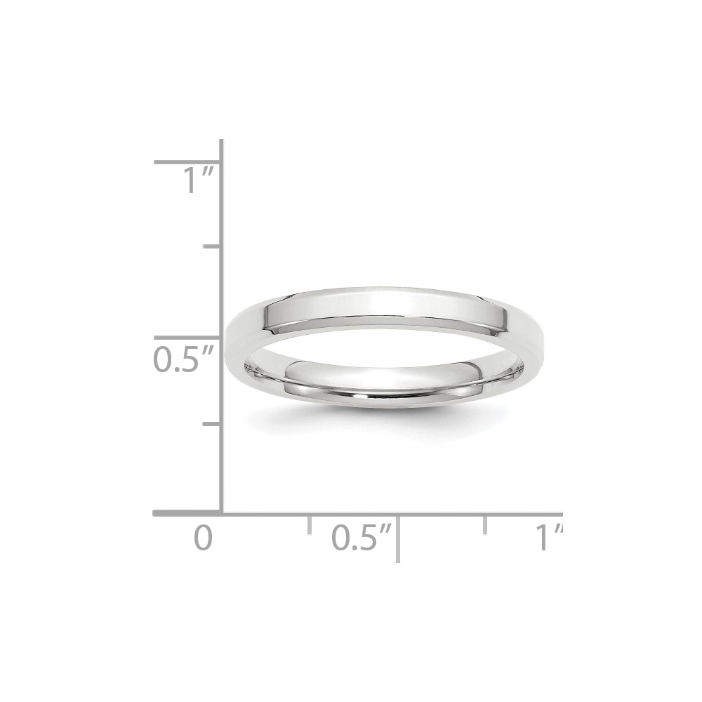 14k White Gold 3mm Beveled Edge Comfort Fit Wedding Band Size 8 (WBEC030-8)