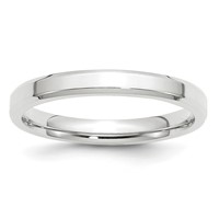 14K White Gold 3mm Beveled Edge Comfort Fit Wedding Band - Size 4 view 1