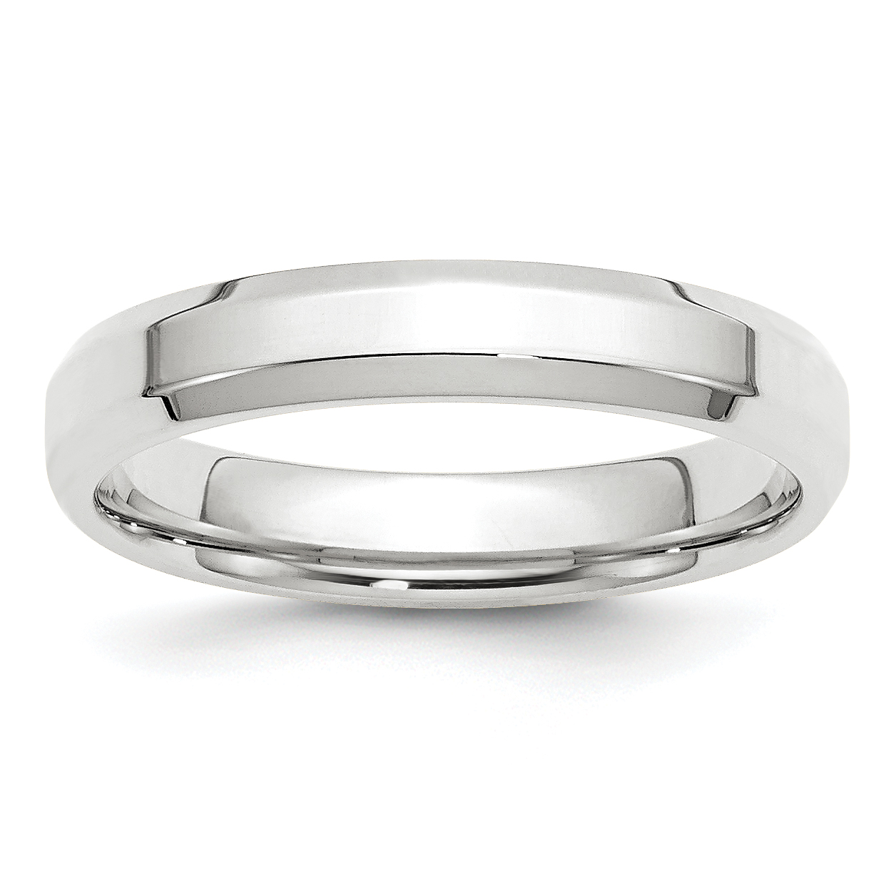 10k White Gold 4mm Beveled Edge Comfort Fit Wedding Band Size 6 (1WBEC040-6)