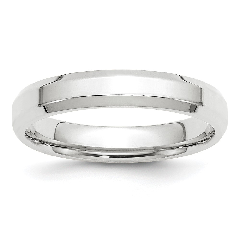 10K White Gold 4mm Beveled Edge Comfort Fit Wedding Band