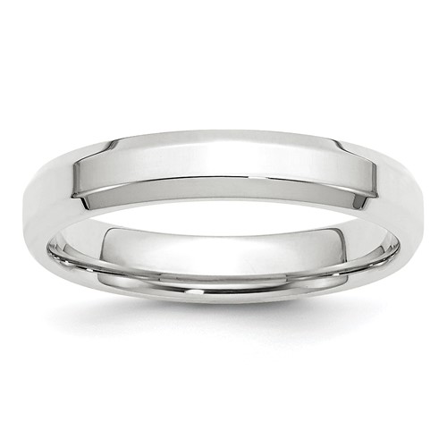 10K White Gold 4mm Beveled Edge Comfort Fit Wedding Band, Size 6