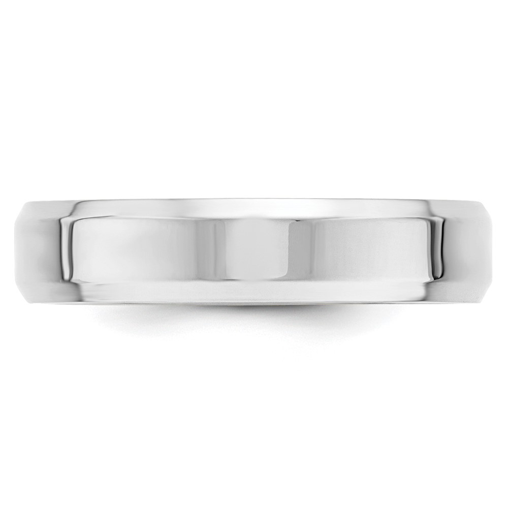 14k White Gold 5mm Beveled Edge Comfort Fit Wedding Band Size 8 (WBEC050-8)