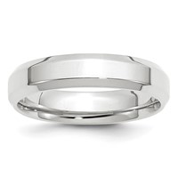 10K White Gold 5mm Beveled Edge Comfort Fit Wedding Band view 1