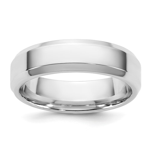 10K 5.5mm White Gold Bevel Edge Comfort Fit Band, Size 4