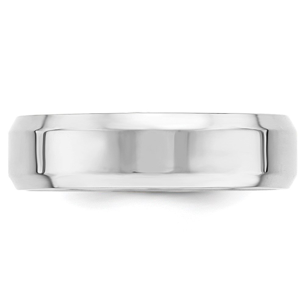 10k White Gold 6mm Beveled Edge Comfort Fit Wedding Band Size 9 (1WBEC060-9)