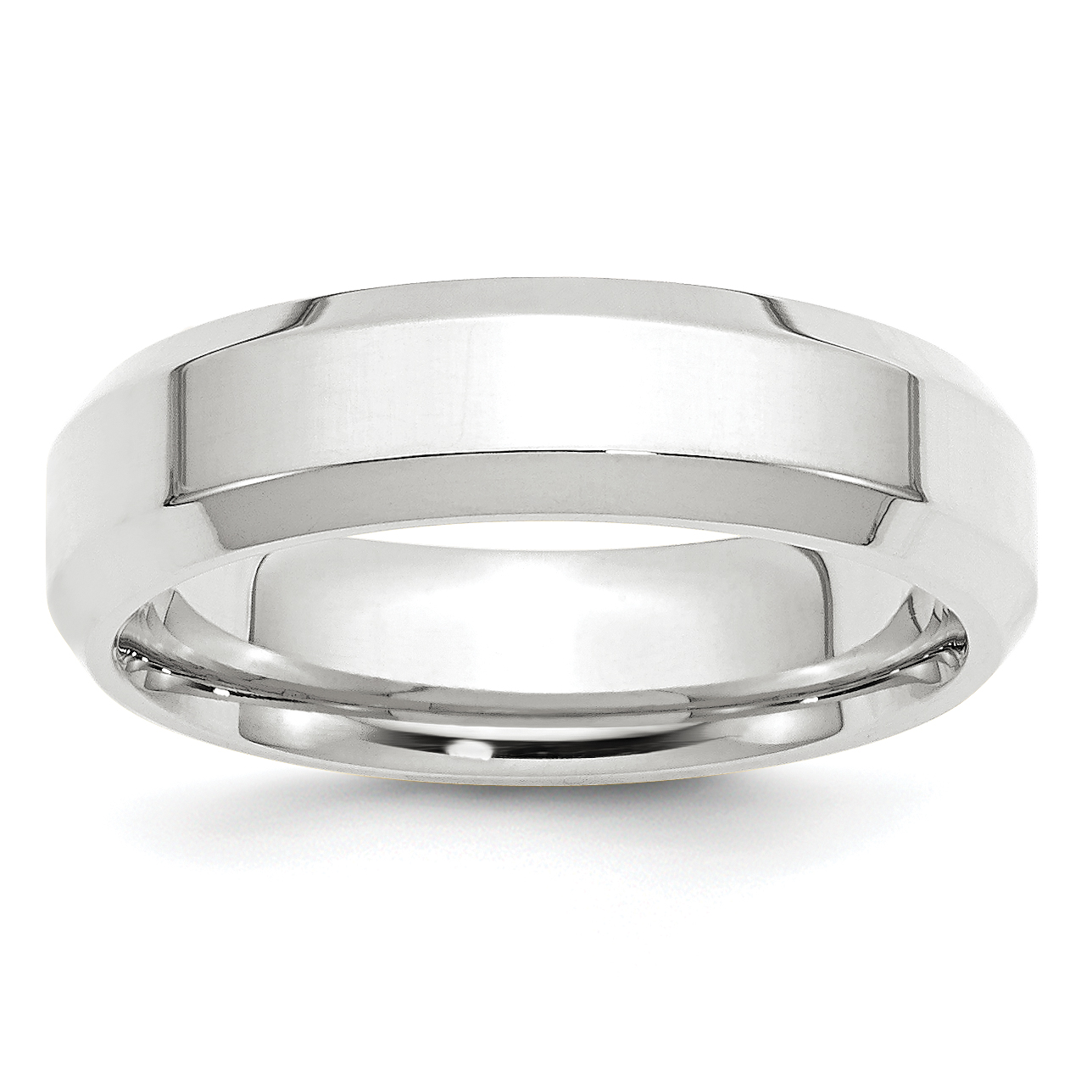 10k White Gold 6mm Beveled Edge Comfort Fit Wedding Band Size 9 (1WBEC060-9)