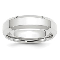 10K White Gold 6mm Beveled Edge Comfort Fit Wedding Band - Size 7 view 1