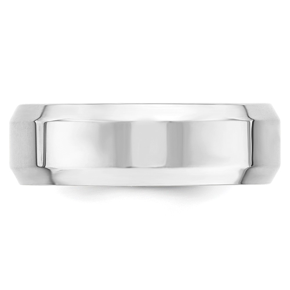 10k White Gold 7mm Beveled Edge Comfort Fit Wedding Band Size 10.5 (1WBEC070-10.5)