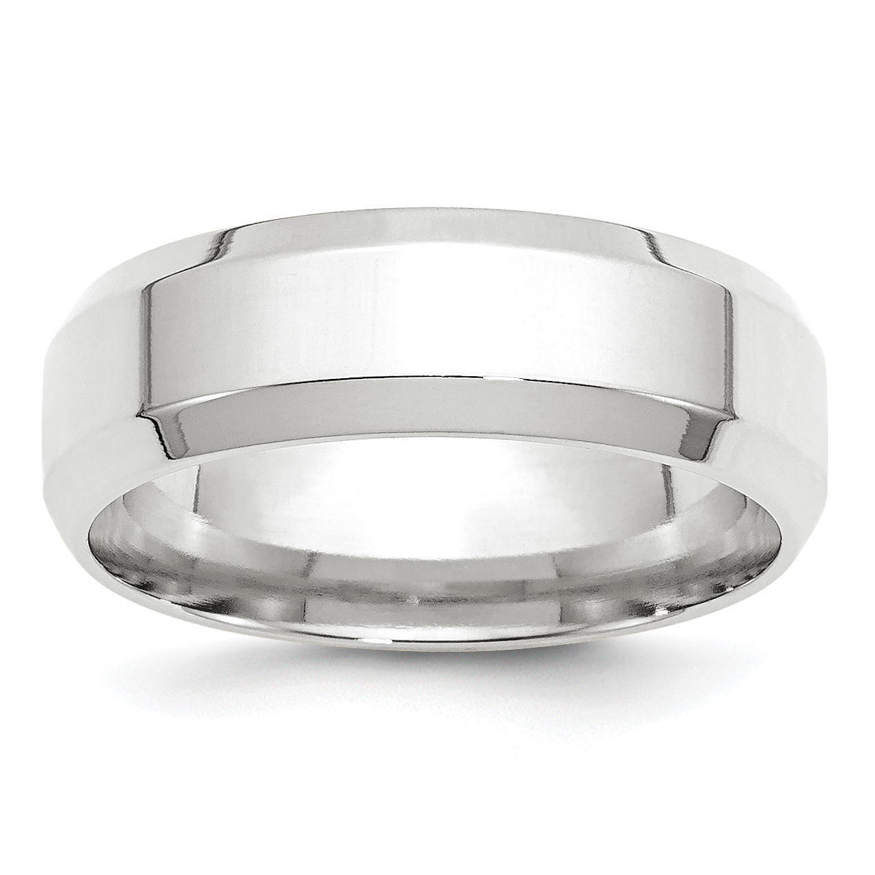 10k White Gold 7mm Beveled Edge Comfort Fit Wedding Band Size 10.5 (1WBEC070-10.5)