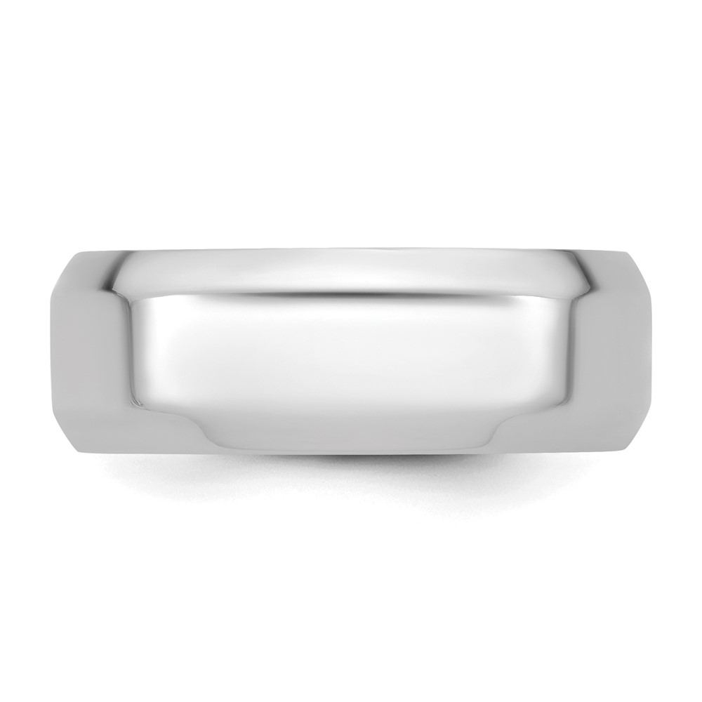10k White Gold 8mm Beveled Edge Comfort Fit Wedding Band Size 12 (1WBEC080-12)