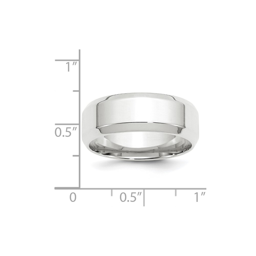 10k White Gold 8mm Beveled Edge Comfort Fit Wedding Band Size 12 (1WBEC080-12)