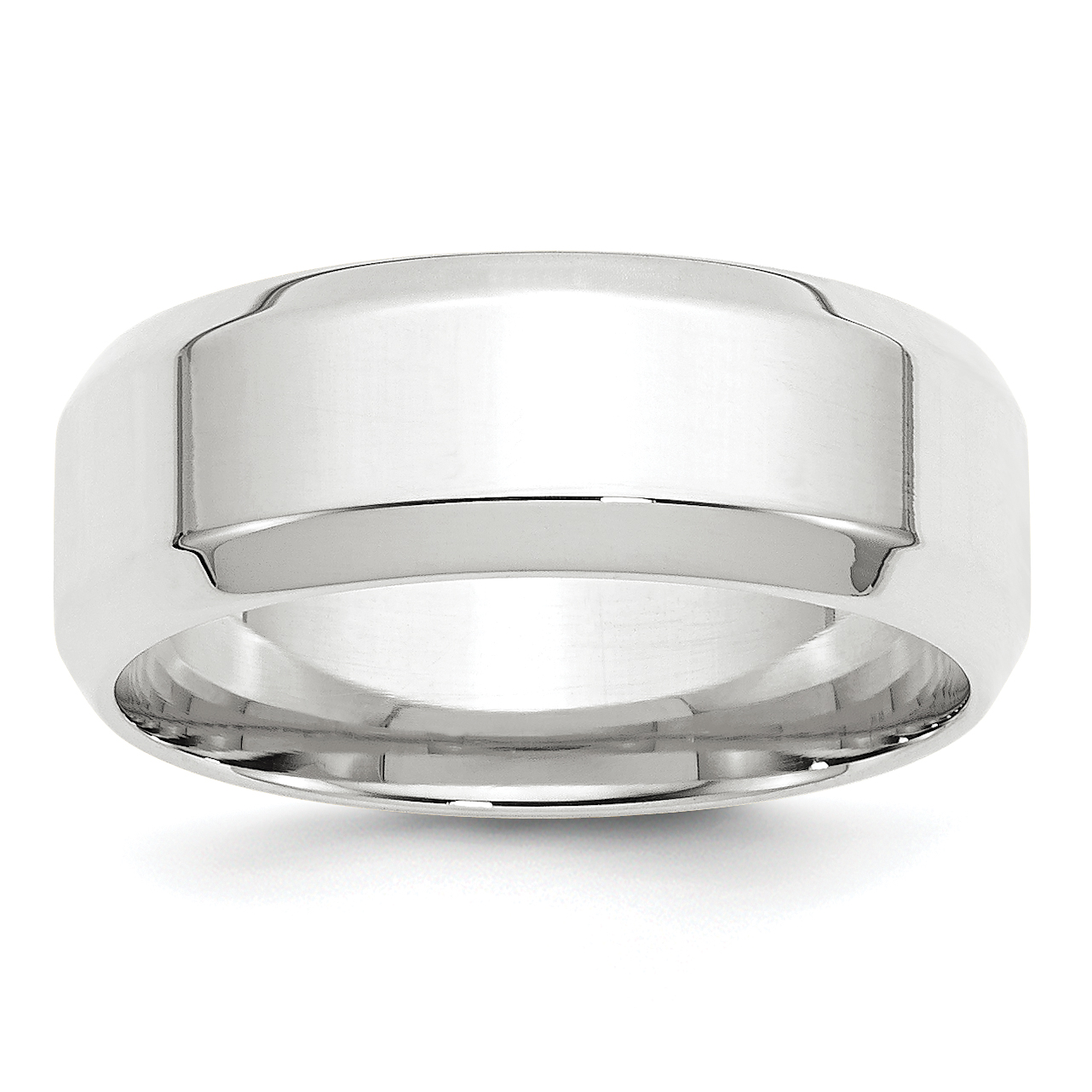 10k White Gold 8mm Beveled Edge Comfort Fit Wedding Band Size 12 (1WBEC080-12)