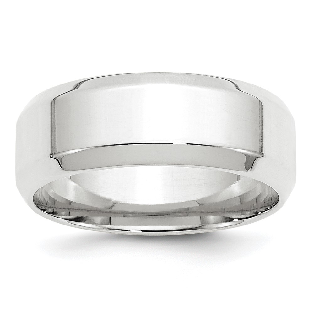 10k White Gold 8mm Beveled Edge Comfort Fit Wedding Band Size 12 (1WBEC080-12)