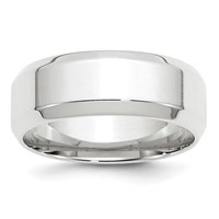 14K White Gold 8mm Beveled Edge Comfort Fit Wedding Band view 1