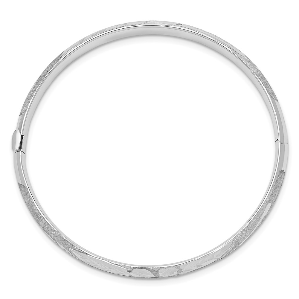 14k 3/16 White Gold Florentine Hinged Baby Bangle (WBF3/16)