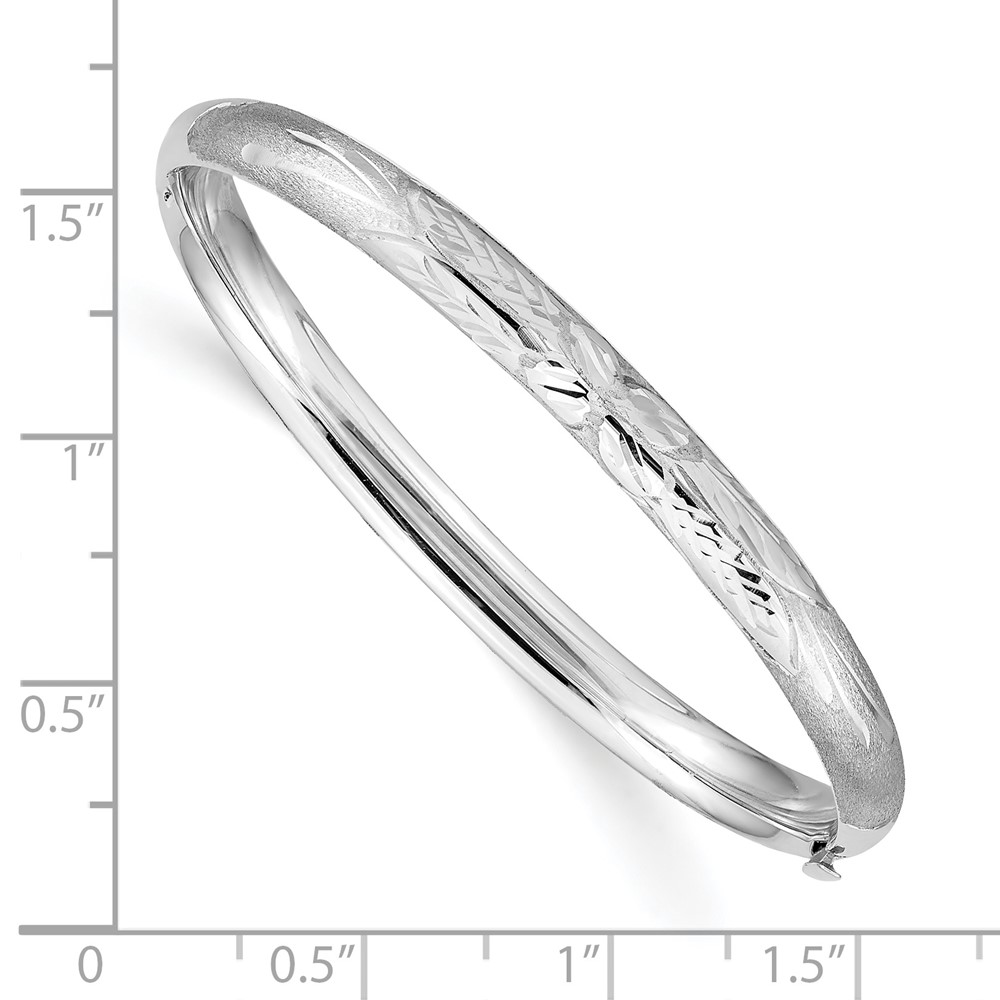 14k 3/16 White Gold Florentine Hinged Baby Bangle (WBF3/16)