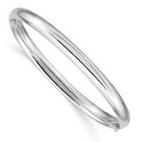14K 0.19 White Gold 5mm Hinged Bangle view 1