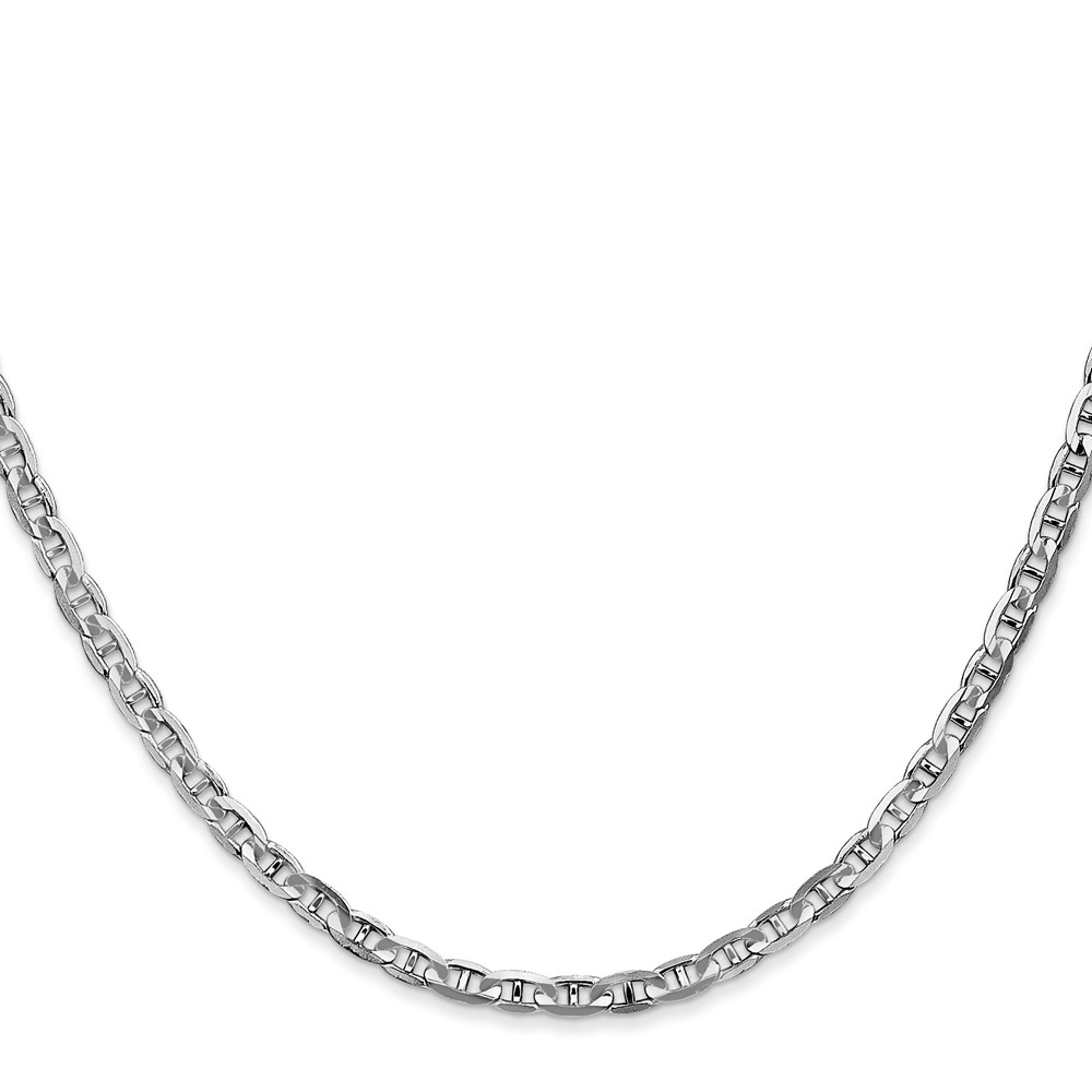 14K White Gold 20 inch 3mm Concave Anchor with Lobster Clasp Chain (WCA080-20)