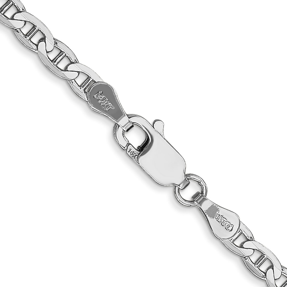 14K White Gold 20 inch 3mm Concave Anchor with Lobster Clasp Chain (WCA080-20)