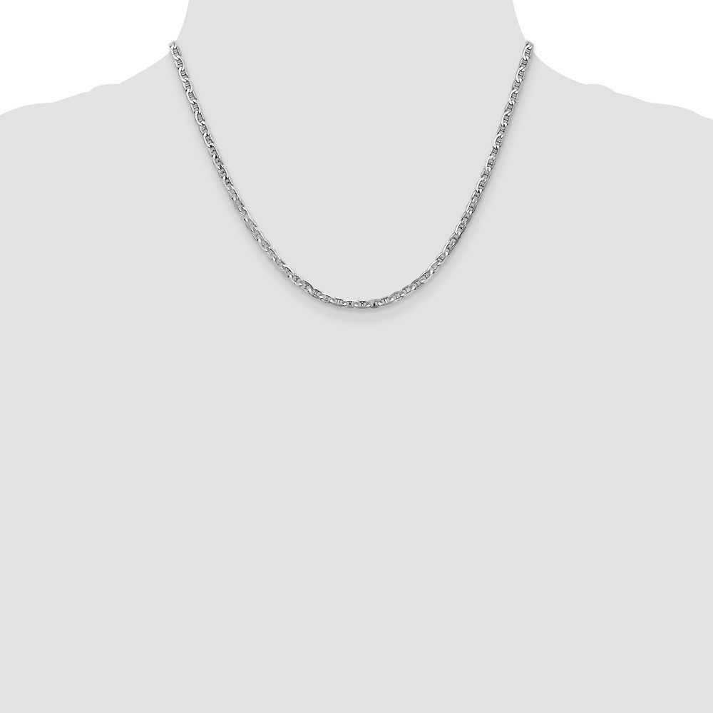 14K White Gold 18 inch 3mm Concave Anchor with Lobster Clasp Chain (WCA080-18)