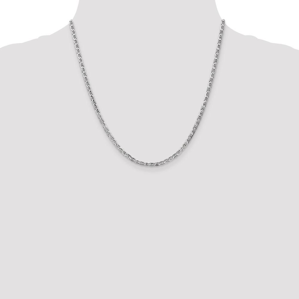 14K White Gold 20 inch 3mm Concave Anchor with Lobster Clasp Chain (WCA080-20)