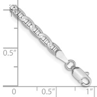 14K White Gold 3mm Concave Anchor Bracelet with Lobster Clasp, 7" view 2