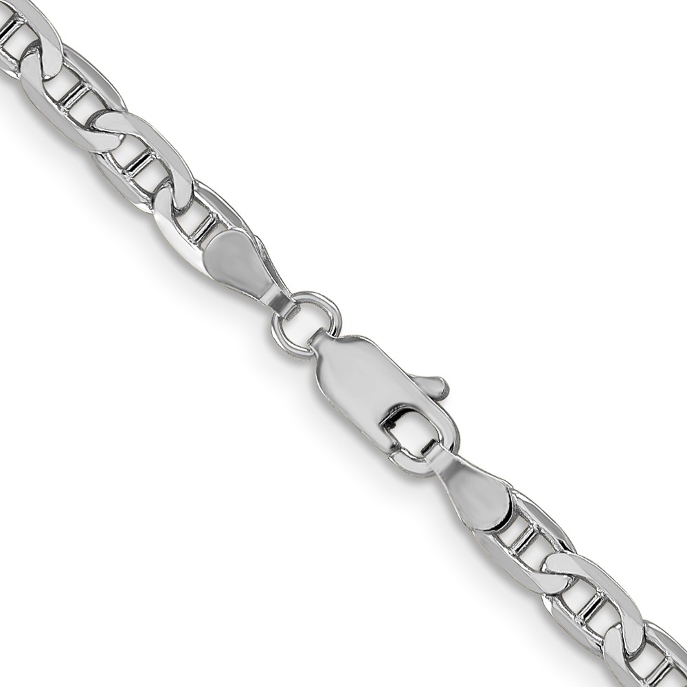 14K White Gold 24 inch 3.75mm Concave Anchor with Lobster Clasp Chain (WCA100-24)