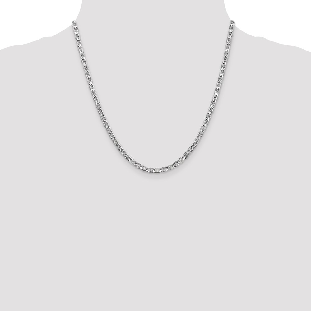 14K White Gold 20 inch 3.75mm Concave Anchor with Lobster Clasp Chain (WCA100-20)