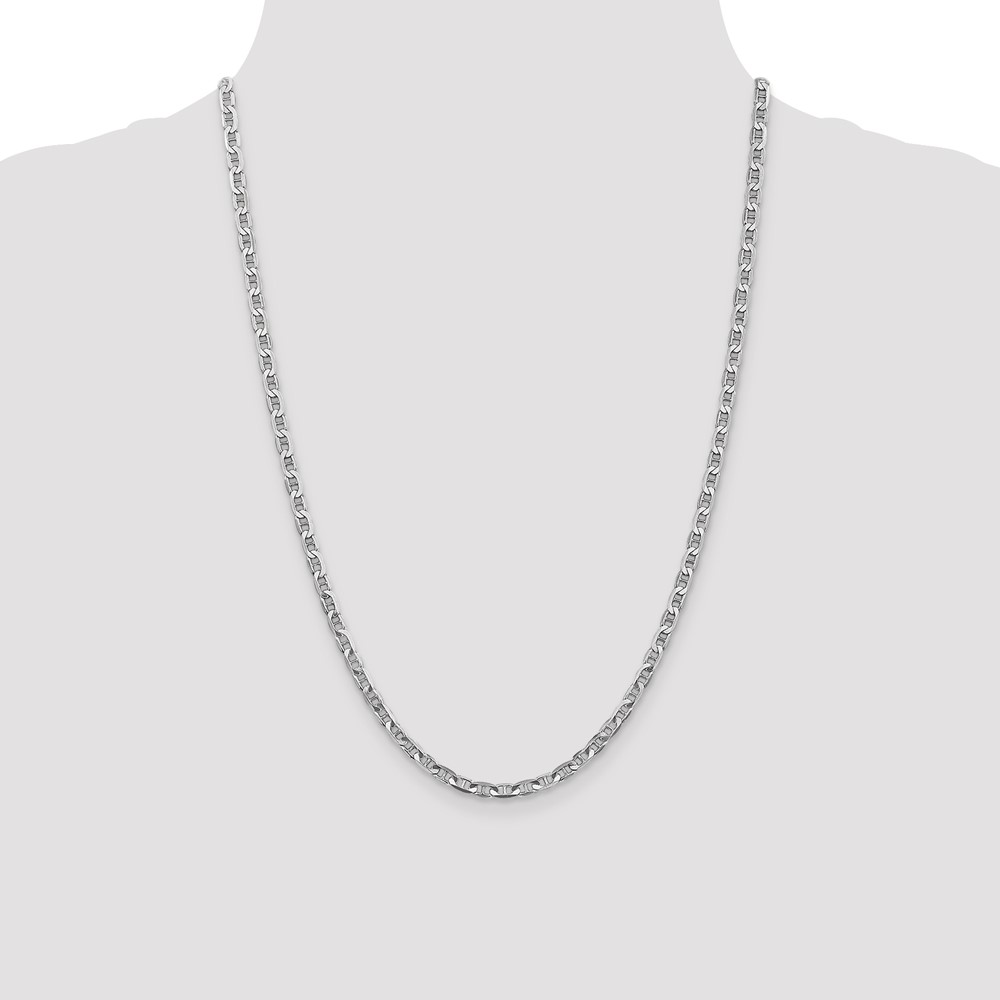 14K White Gold 24 inch 3.75mm Concave Anchor with Lobster Clasp Chain (WCA100-24)