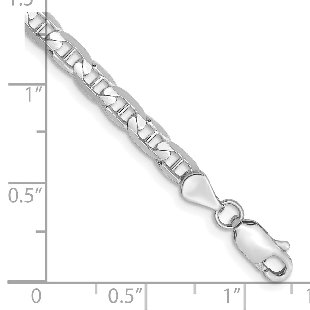 14K White Gold 8 inch 3.75mm Concave Anchor with Lobster Clasp Bracelet (WCA100-8)