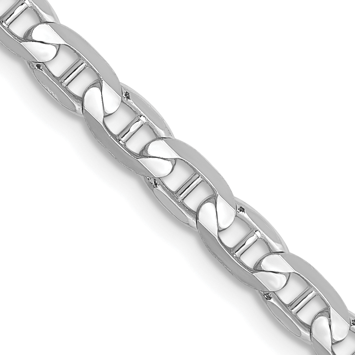 14K White Gold 24 inch 3.75mm Concave Anchor with Lobster Clasp Chain (WCA100-24)