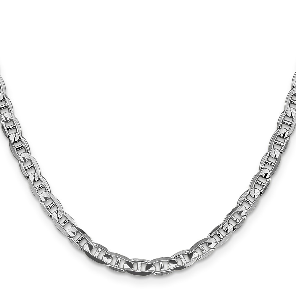 14K White Gold 8 inch 3.75mm Concave Anchor with Lobster Clasp Chain (WCA120-18)